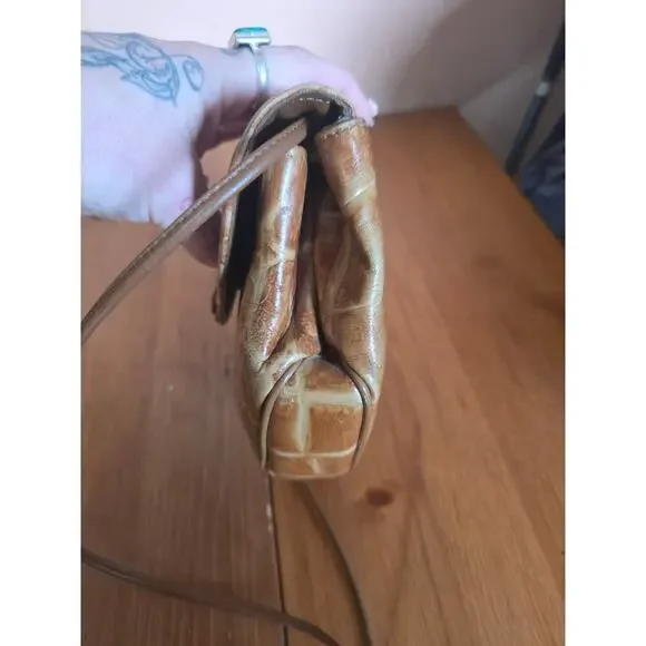 Etienne Aigner Crossbody Bag Medium Alligator Print Brown In Color - Picture 6 of 8